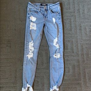 Express Mid Rise Distressed denim